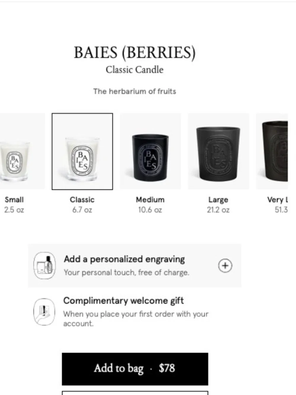 Diptyque Paris Baies Candle 190g *NISB* MSRP:$78+tax - Picture 3 of 8